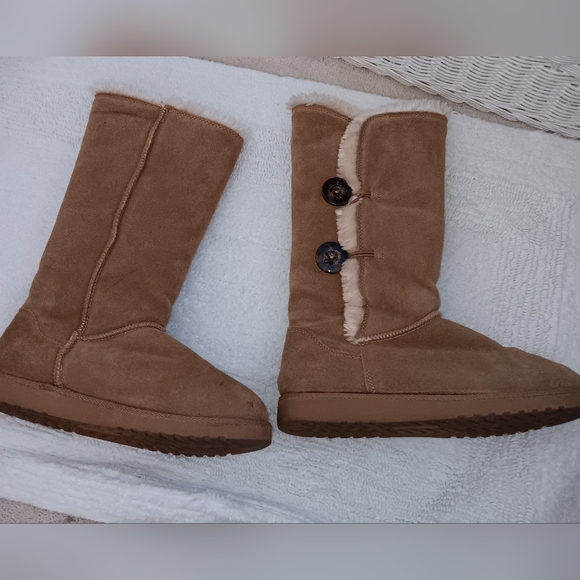 Target~Tan Neutral Genuine Suede Faux Fur Boots - Picture 4 of 14